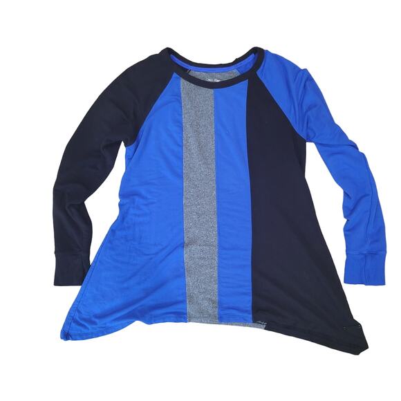 Calvin Klein Color Block Stretch Tunic Blouse Small Asymmetrical Modern Capsule - Picture 6 of 10